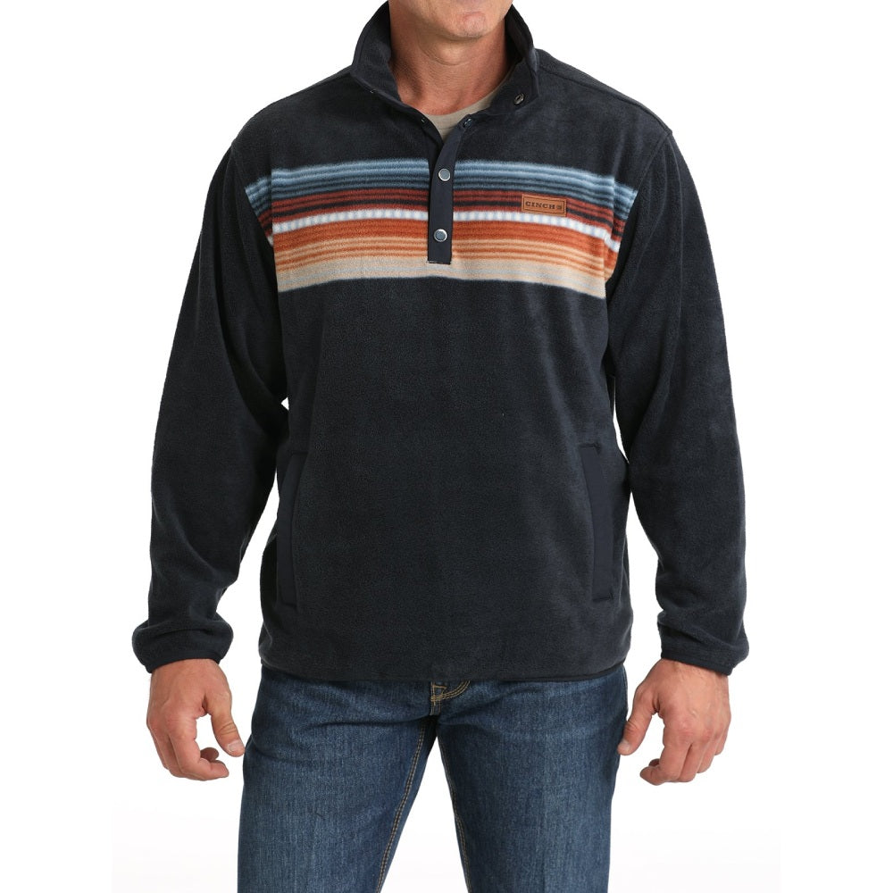 Cinch Mens Navy Printed Poly-Spandex Fleece Pullover