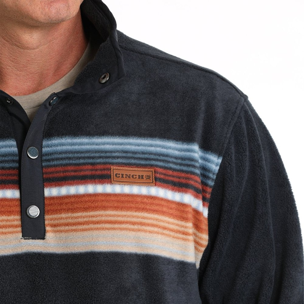 Cinch Mens Navy Printed Poly-Spandex Fleece Pullover