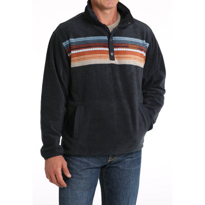 Cinch Mens Navy Printed Poly-Spandex Fleece Pullover