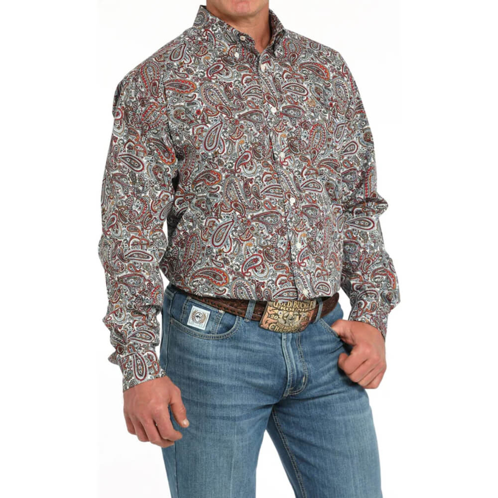 Cinch Mens Paisley Print Shirt Multicolor