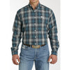 Cinch Mens Plaid White/Navy Print Shirt 