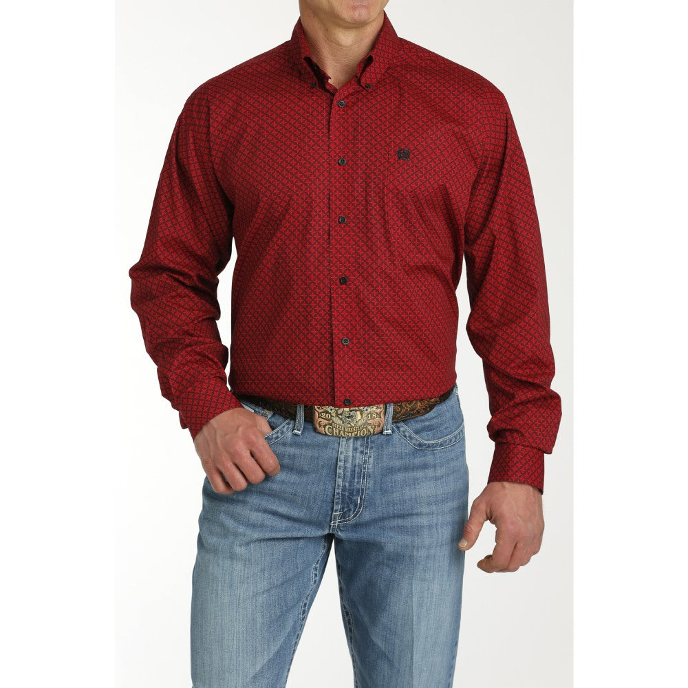 Cinch Mens Red Button Down Shirt 