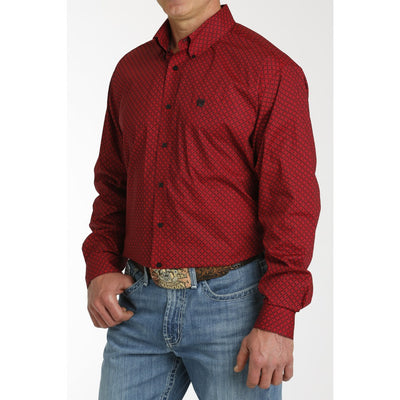 Cinch Mens Red Button Down Shirt 