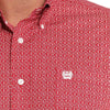 Cinch Mens Red Geometric Print Western Shirt