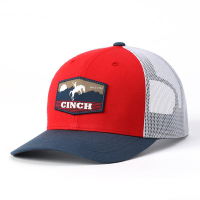 Cinch Mens Red Horizon Trucker Cap