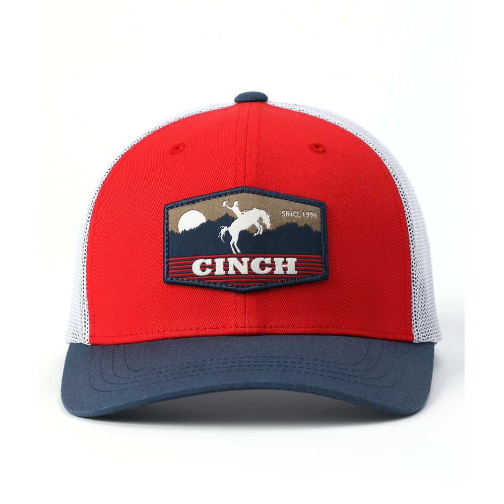 Cinch Mens Red Horizon Trucker Cap