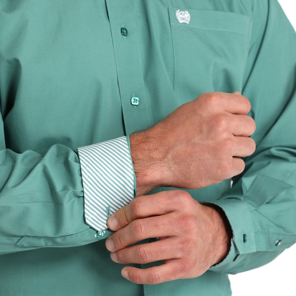 Cinch Mens Solid Green Western Shirt