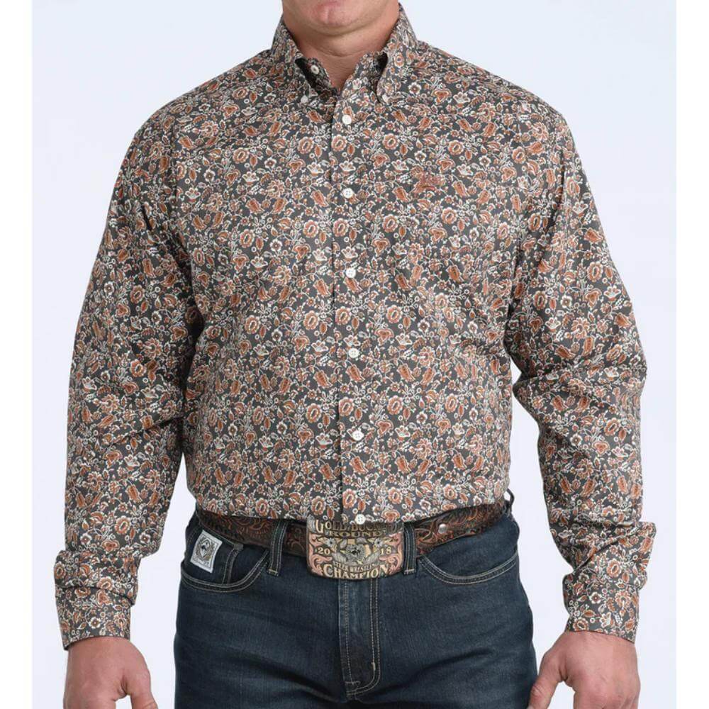 Cinch Mens Stretch Classic Fit Western Shirt Charcoal - MTW1106030-CHR
