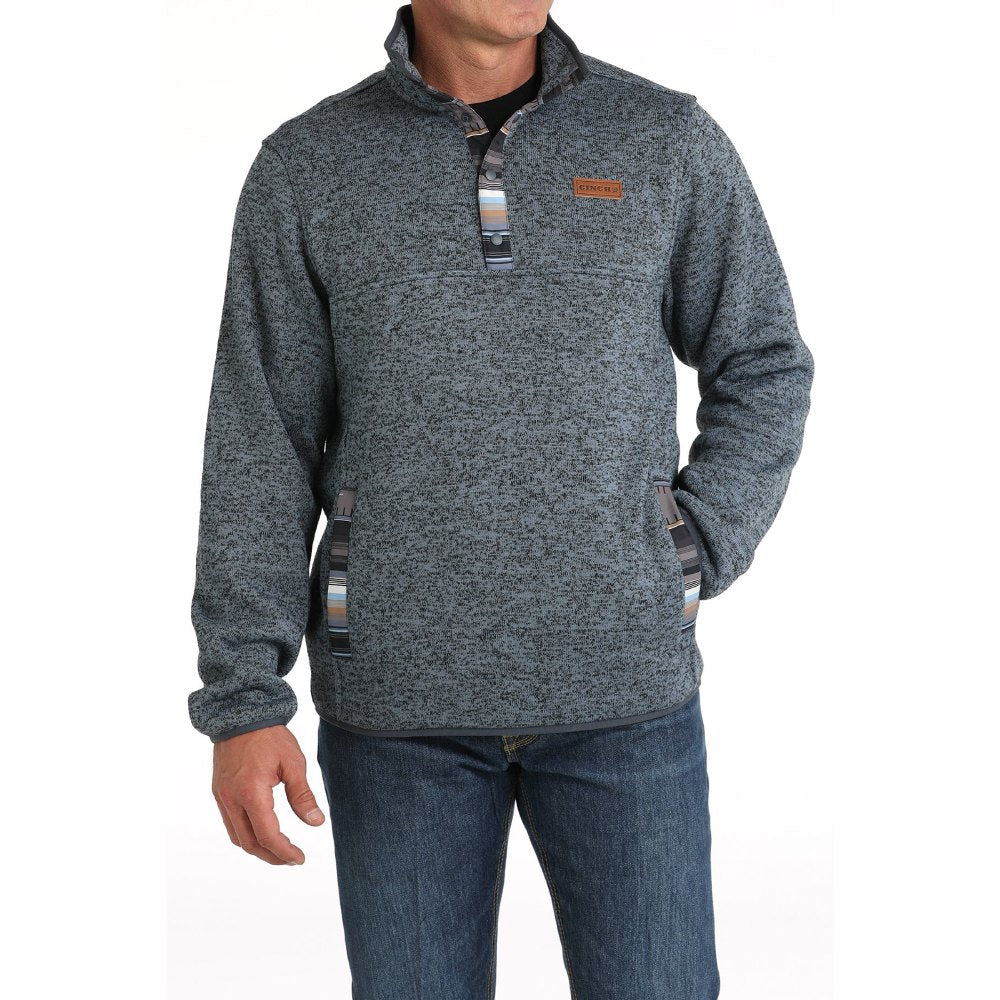 Cinch Mens Sweater Knit Blue Fleece