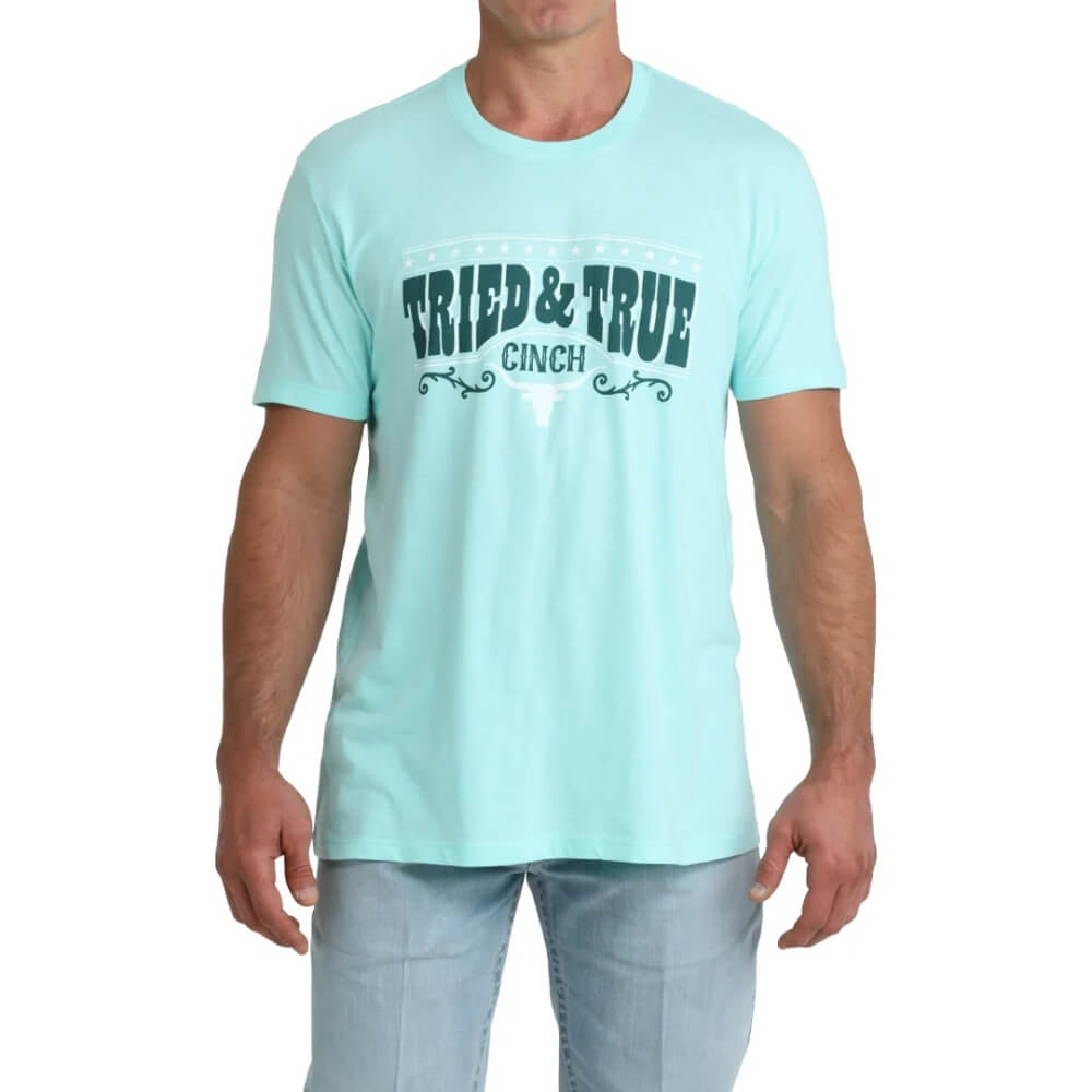 Cinch Mens Tried & True Graphic T-Shirt Turquoise - MTT1690733-TUR