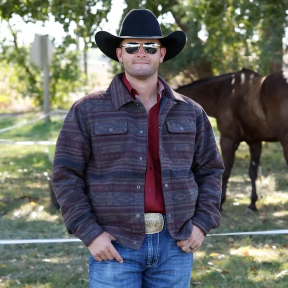 Cinch Mens Western Stripe Snap Trucker Jacket Brown - MWJ1921006-BRN