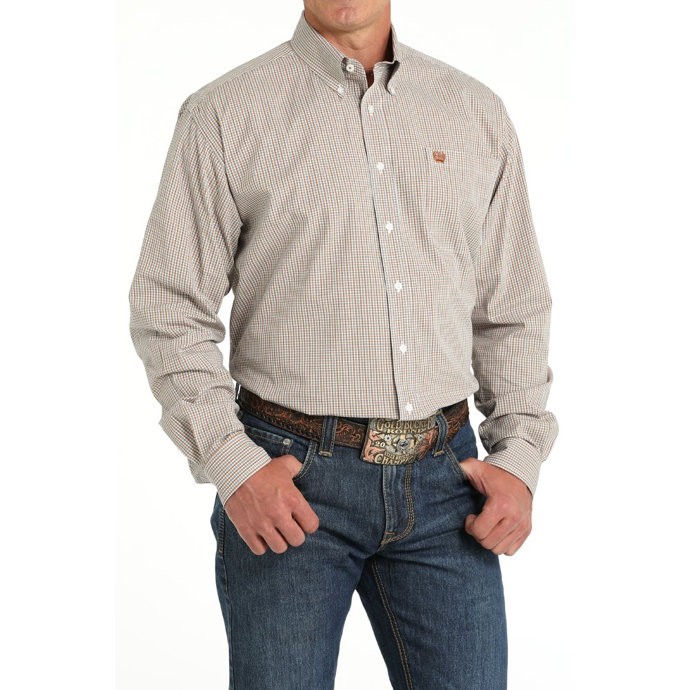 Cinch Mens White Plaid Western Shirt