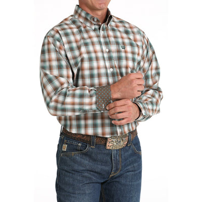 Cinch Mens White Plaid Western Shirt