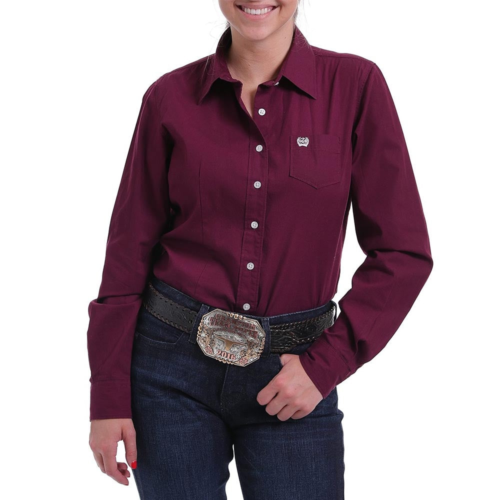 Cinch Women's Long Sleeve Solid Button Down Shirt - Burgundy - XL Cinch Women's Long Sleeve Solid Button Down Shirt - Burgundy - XL