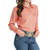 Cinch Womens Geometric Long Sleeve Shirt Coral - MSW9206007-COR
