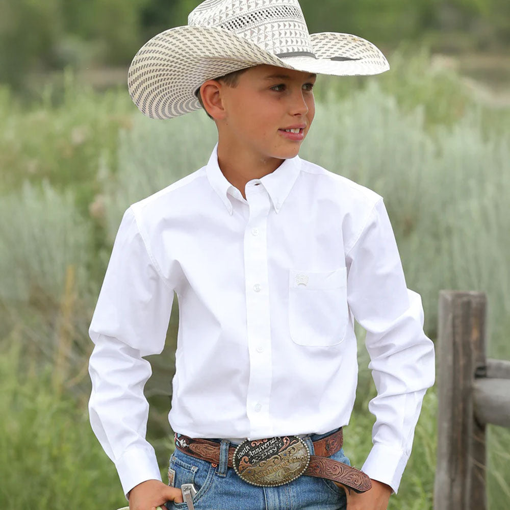 Cinch Boys Solid Button Down Shirt - MTW7060031-WHT