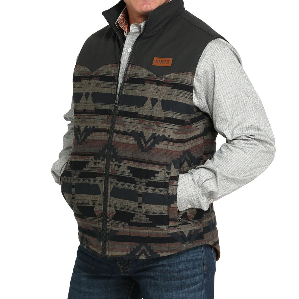 Cinch Mens Aztec Reversible Zip Vest Brown - MWV1576005-BRN