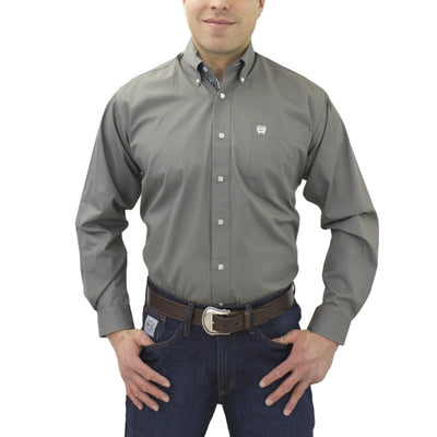 Cinch Mens Long Sleeve Button Solid Color Shirt