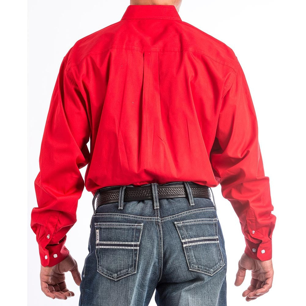 Cinch Mens Long Sleeve Button Down Solid Western Shirt Red - MTW1103313-RED