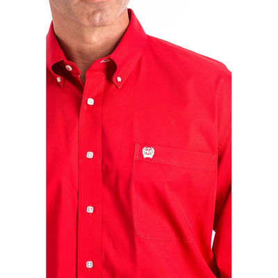 Cinch Mens Long Sleeve Button Down Solid Western Shirt Red - MTW1103313-RED