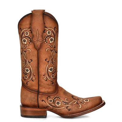 Circle G Corral Womens Floral Cowboy Boots Sand - L2063
