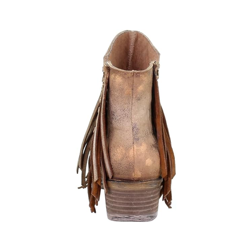 Circle G Womens Brown Studs & Fringe Booties - Q5090