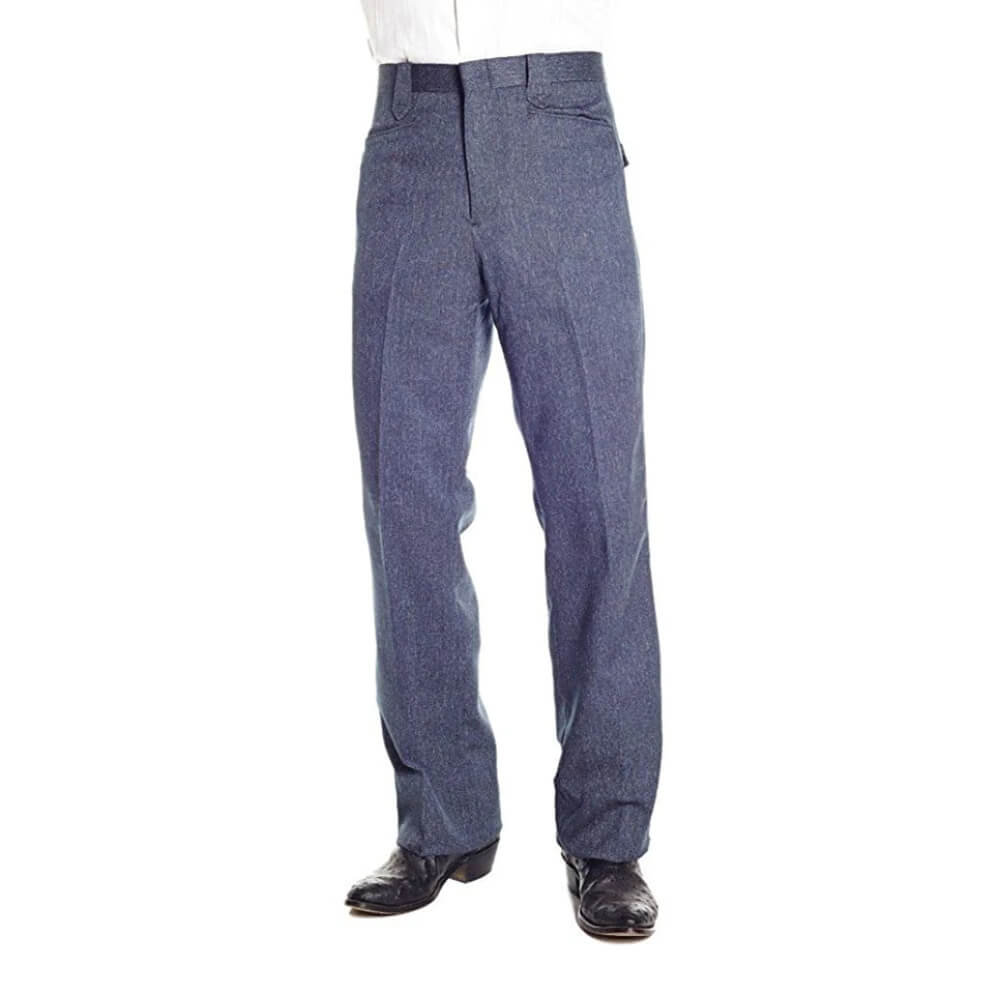 denim dress pants men 2 Piece Men's Denim Suit In Blue Double-Breasted Jacket Slim Fit Tailored Pants