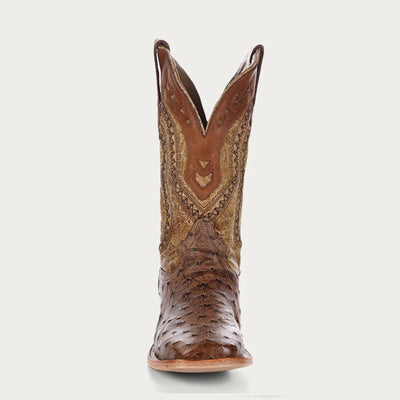 Corral Mens Ostrich Square Toe Cowboy Boots Brown - A4008