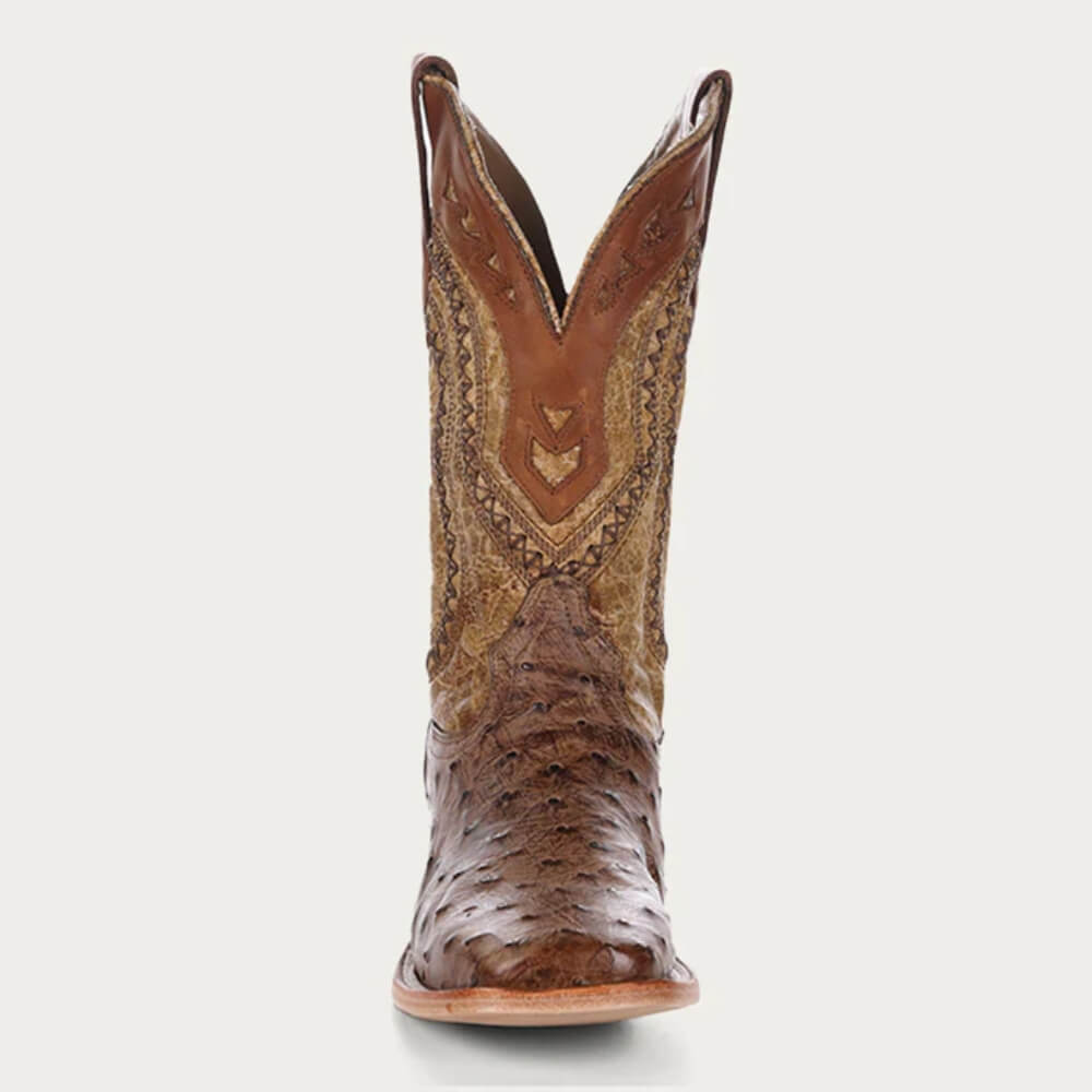 Corral Mens Ostrich Square Toe Cowboy Boots Brown - A4008