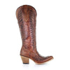 Corral Womens Cognac Brown Embroidered Western Boots - E1570