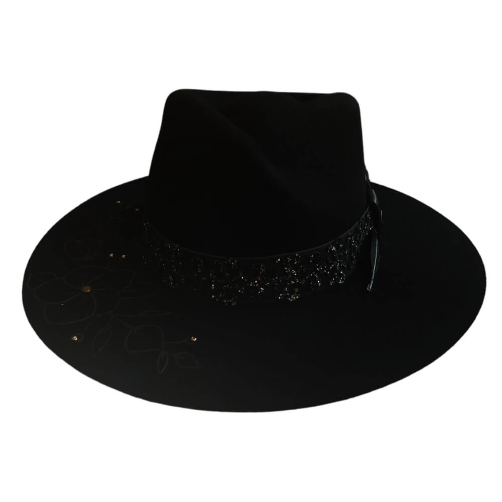 Corral Womens Rose Felt Hat Black - LFX3111234ROSE-BLK