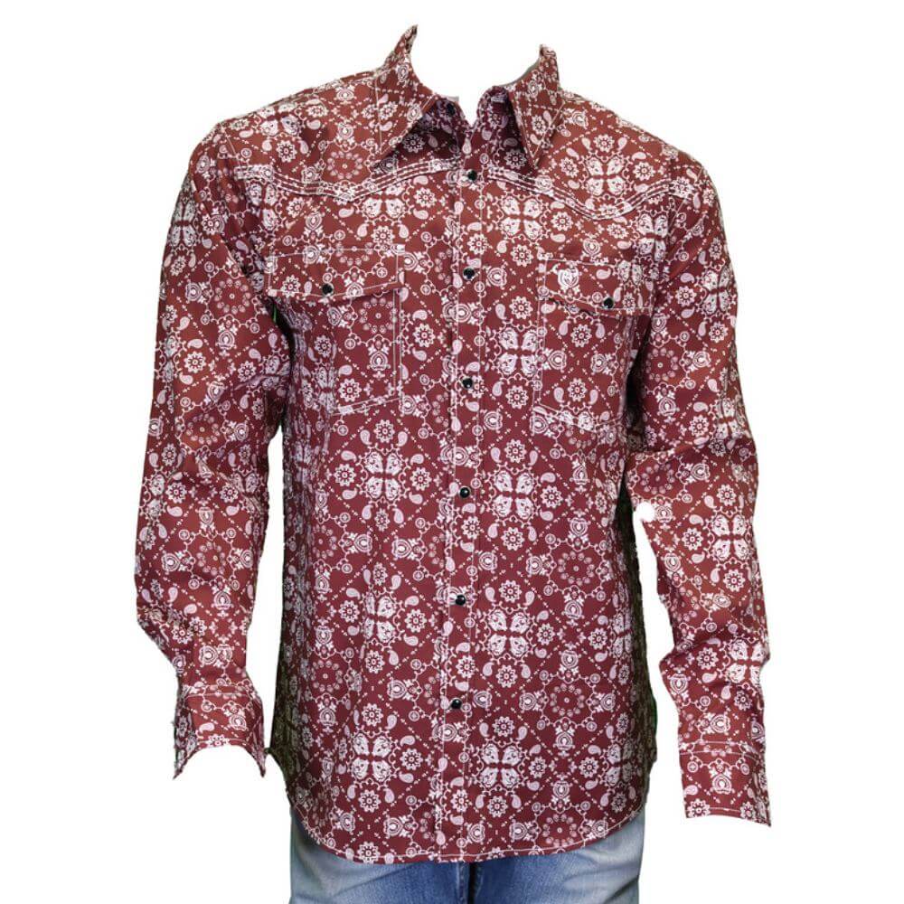 Cowboy Hardware Mens Long Sleeve Shirt Red