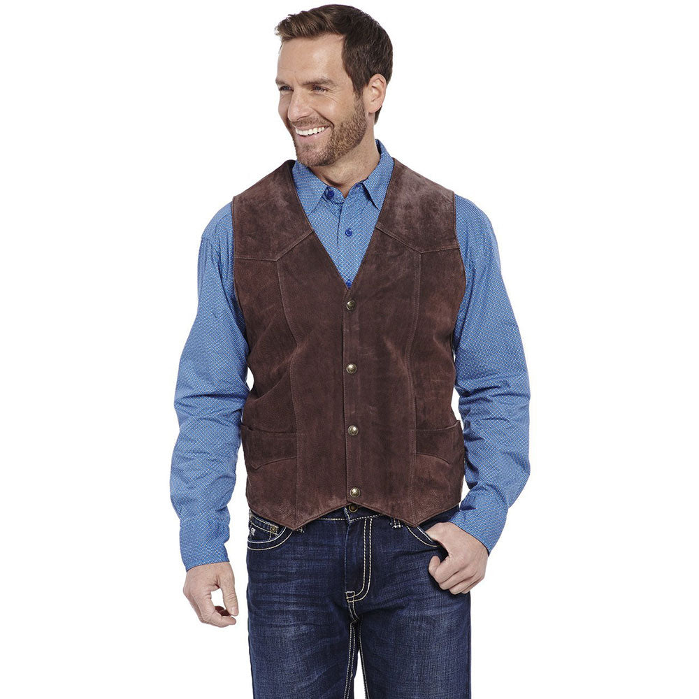 Cripple Creek Mens Suede Leather Snap Vest - ML3061-21