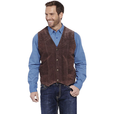 Cripple Creek Mens Suede Leather Snap Vest - ML3061-21