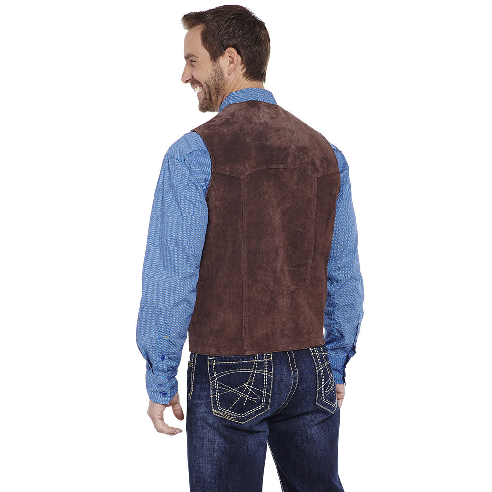 Cripple Creek Mens Suede Leather Snap Vest - ML3061-21