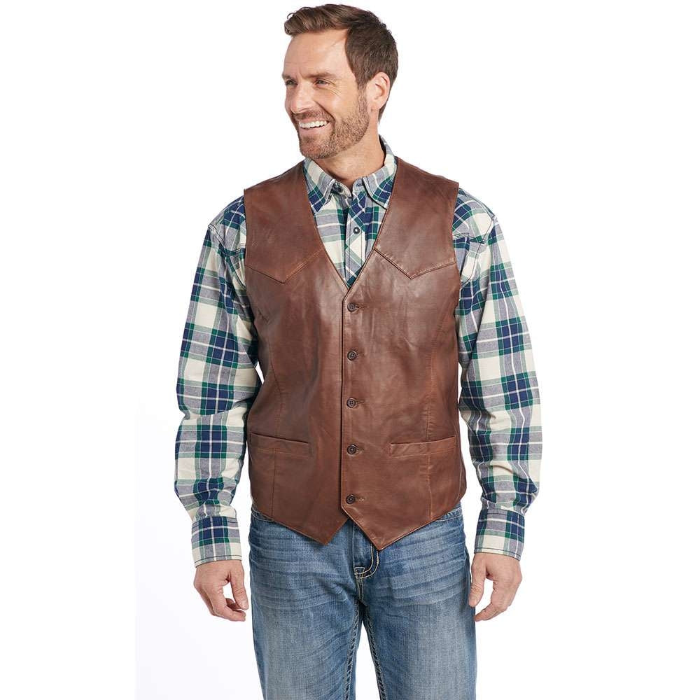 Cripple Creek Mens Vintage Brown Button Lamb Vest