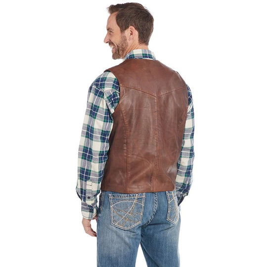 Men's Snap Front Leather Vest - Cripple Creek