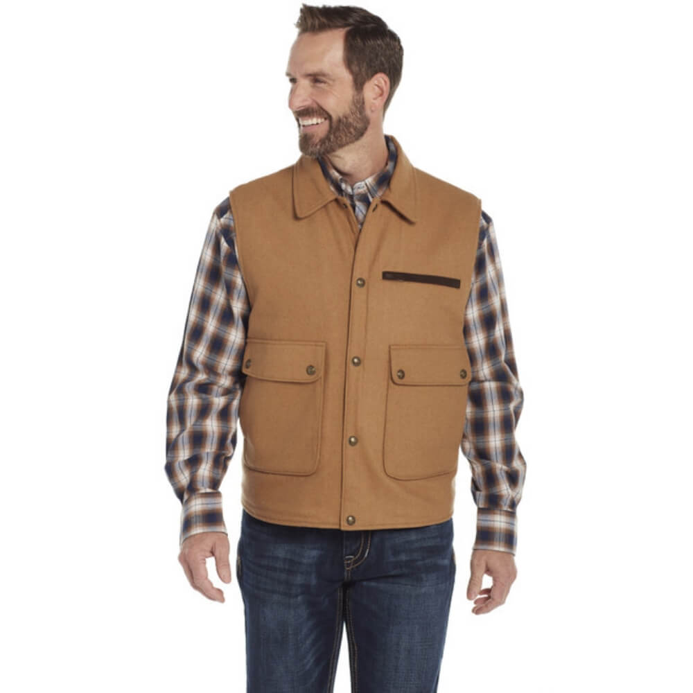 Cripple Creek Mens Wool Melton Vest Camel - CR38566-26