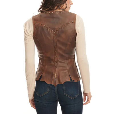 Cripple Creek Womens Lamb Leather Laced Vest