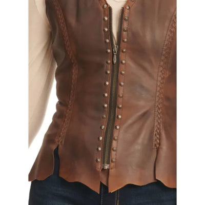 Cripple Creek Womens Lamb Leather Laced Vest