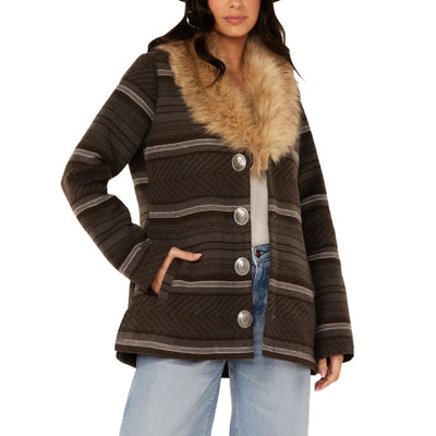 Cruel Girl Womens Faux Fur Serape Jacket