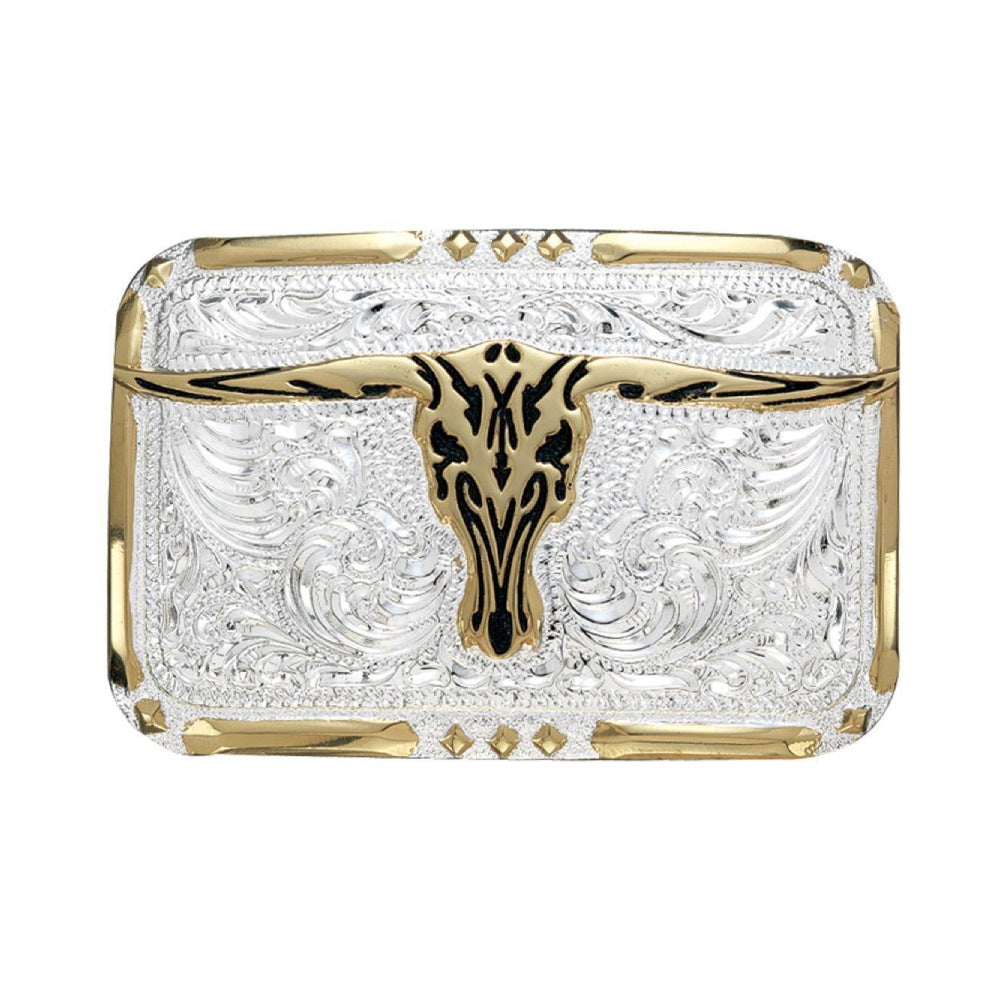 Crumrine Black Inlay Longhorn Belt Buckle - C10810