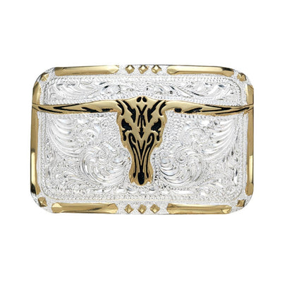 Crumrine Black Inlay Longhorn Belt Buckle - C10810