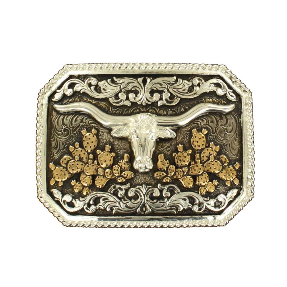 Crumrine Cactus Longhorn Bull Belt Buckle