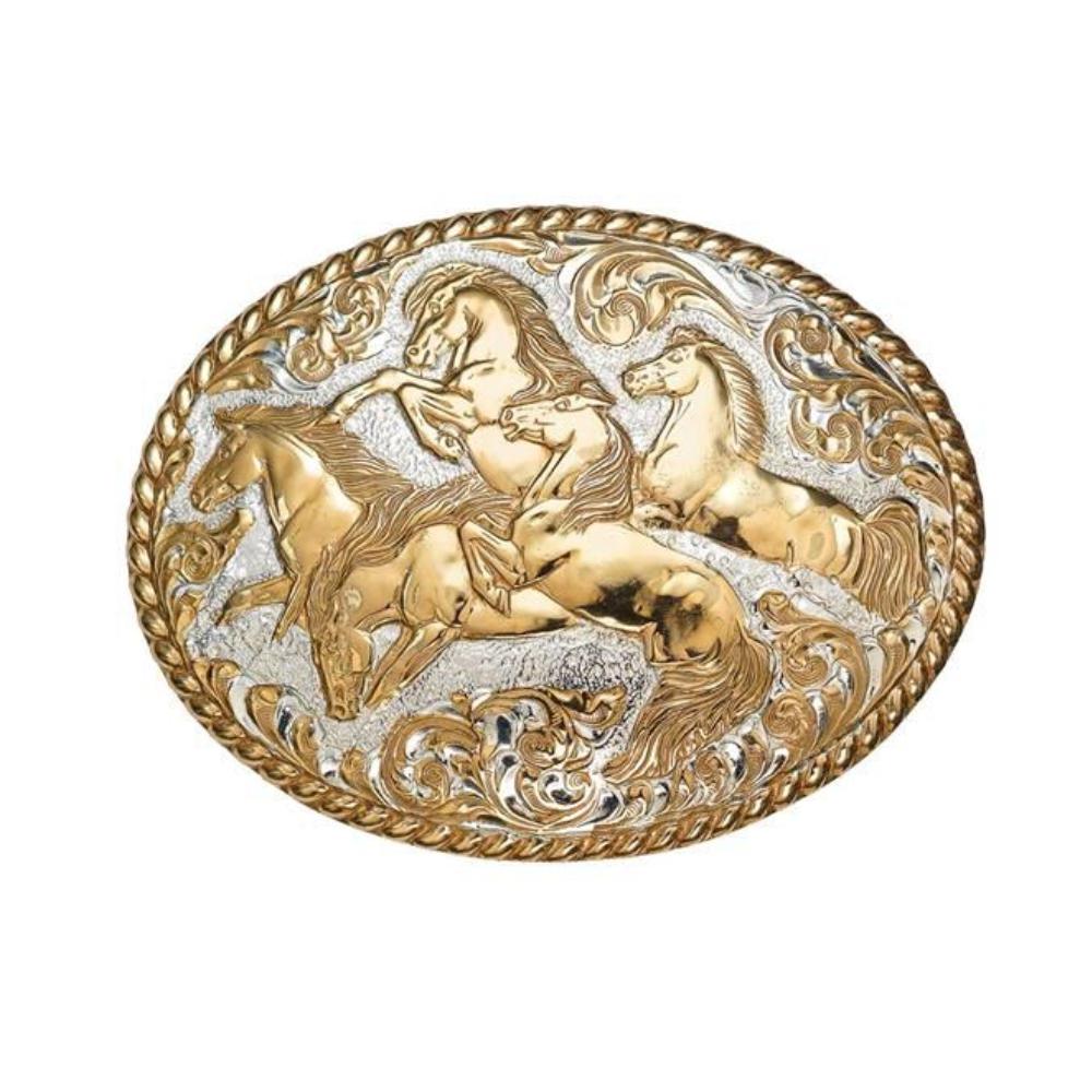 Crumrine Mens Five Wild Horse Belt Buckle