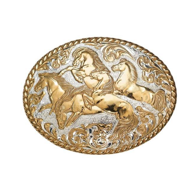 Crumrine Mens Five Wild Horse Belt Buckle - C08700