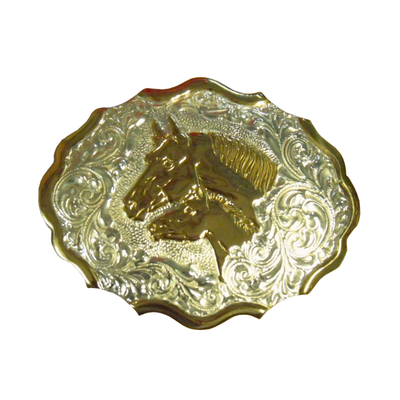 Crumrine Mens Mare And Colt Heads Western Belt Buckle - C00142
