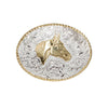 Crumrine Mens Oval Rope Edge Horse Head Belt Buckle - C01576