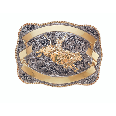 Crumrine Mens Silver & Gold Bull Rider Buckle - C04610