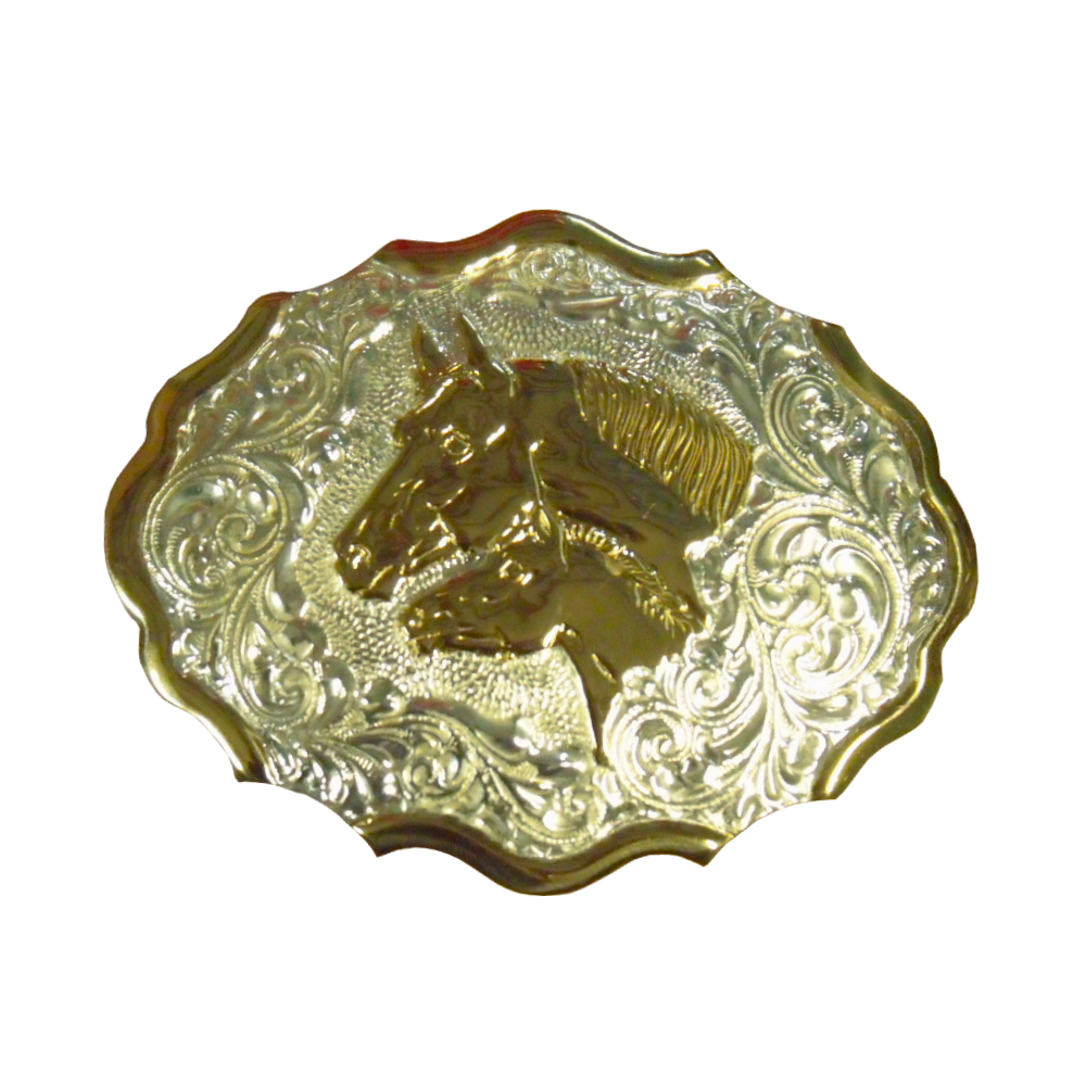 Crumrine Mare And Colt Heads Western Belt Buckle